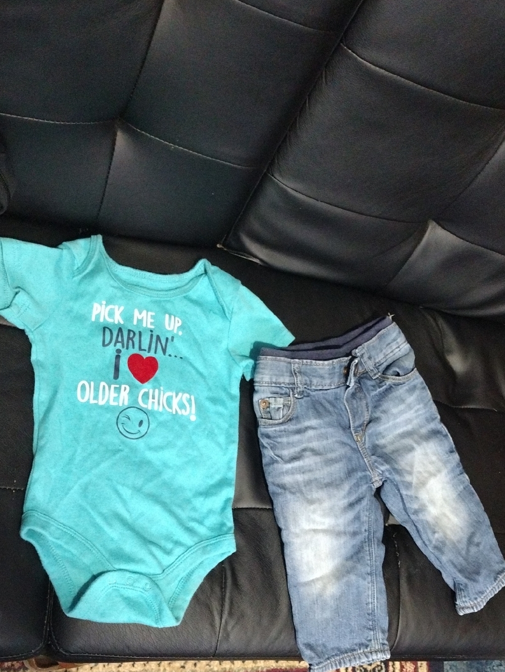 GAP Teal Onesie with Denim Jeans Set
